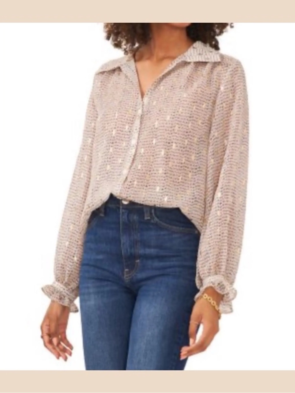 VINCE CAMUTO Collared Button-Down Blouse 2X